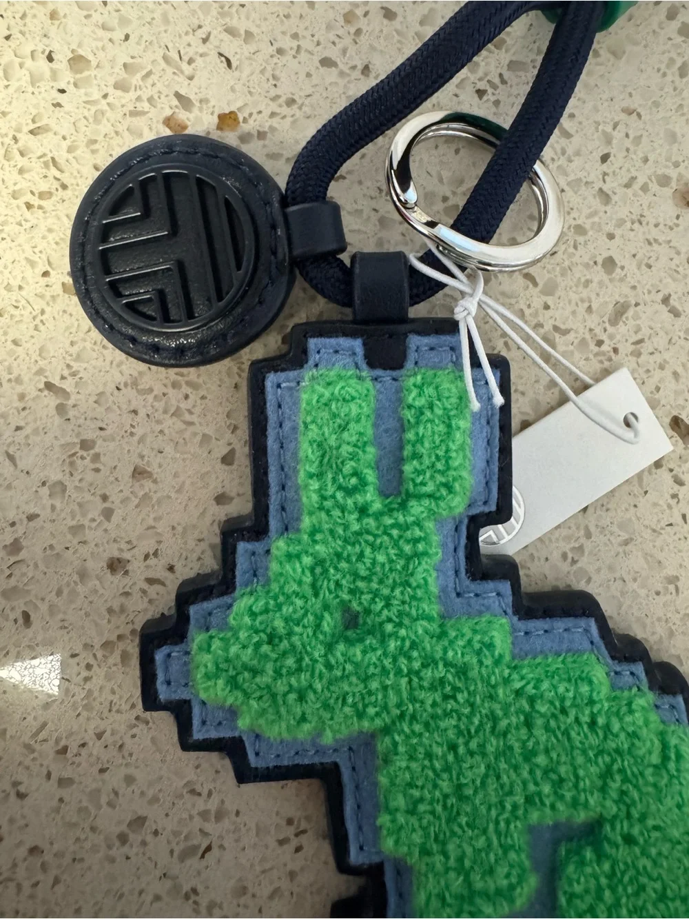 Tory Sport Green and Blue Pixel Rabbit Keychain - Rare